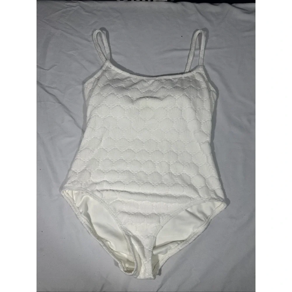 NEW$138 Kate Spade [ Large ] Classic One Piece Swimsuit Sea Shell Jacquard T1952
